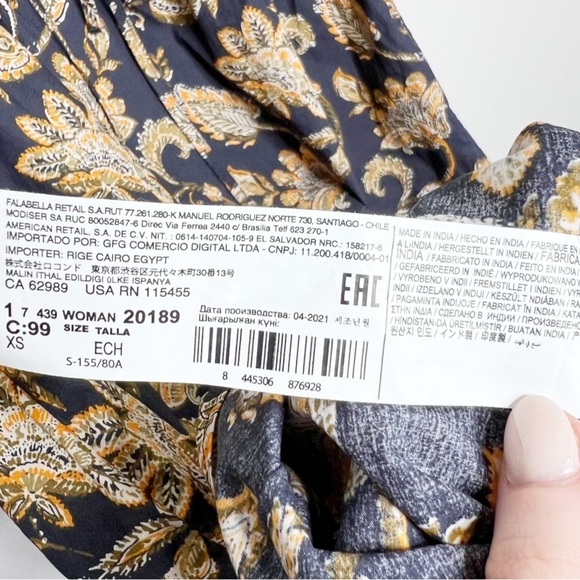 New with Tag MNG Mango Womens Navy Floral Orange Tie Front Sleeveless Mini Dress - Picture 15 of 16